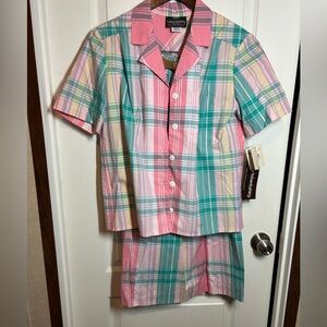 Haberdashery Petite Colorful Plaid Two-Piece Set - Size 8/10 NWT NOS